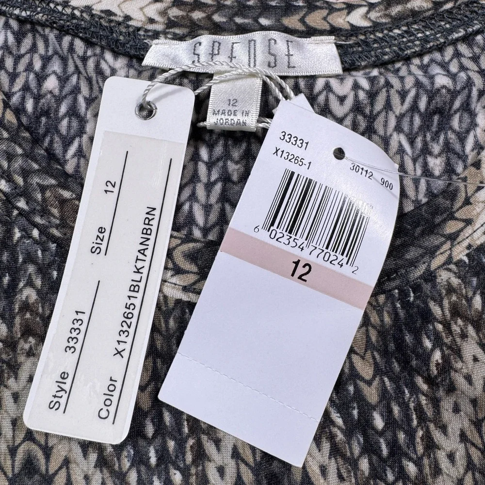 Spense Womens‎ Sleeveless Geometric Chevron Diamond Print Shift Dress Brown 12
